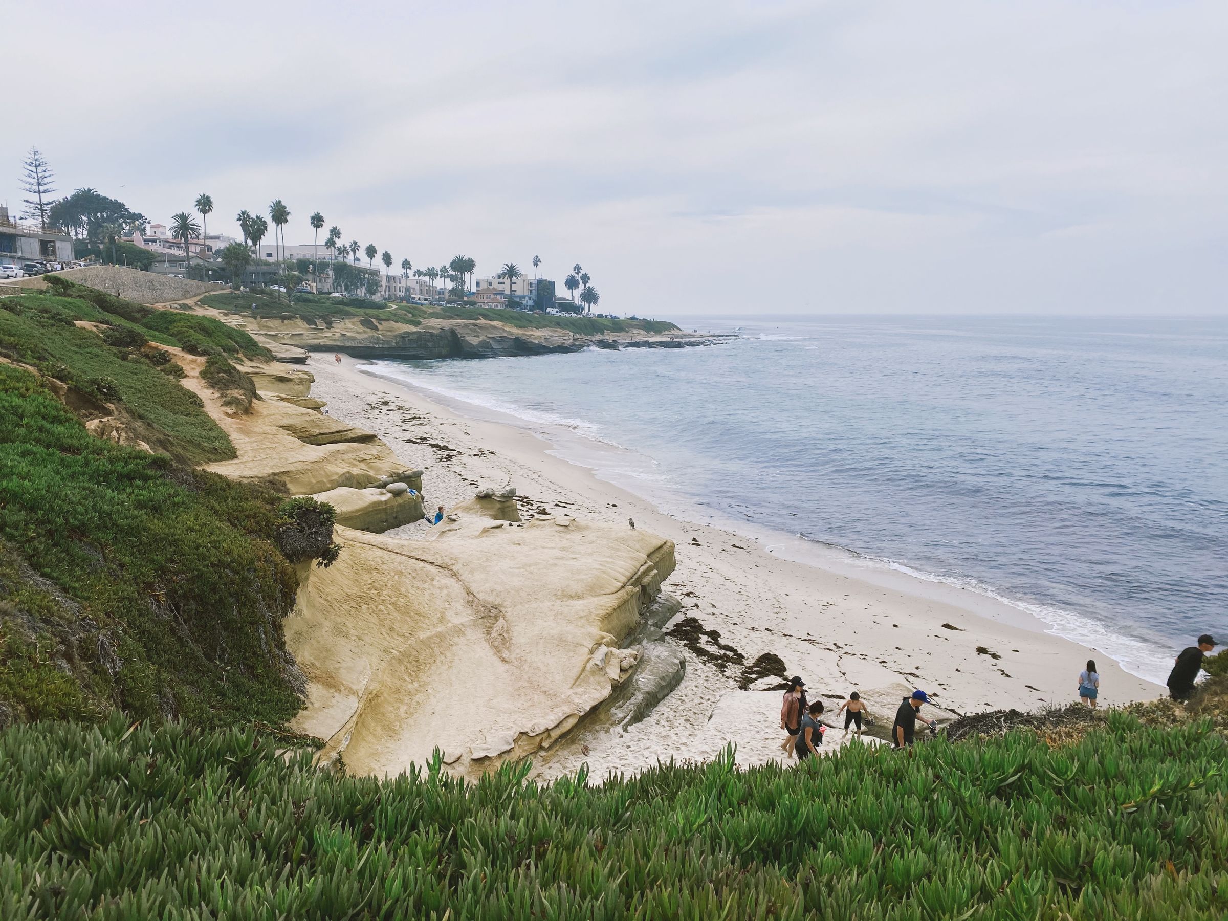 Coastal cliffs and blue water at La Jolla in Southern California